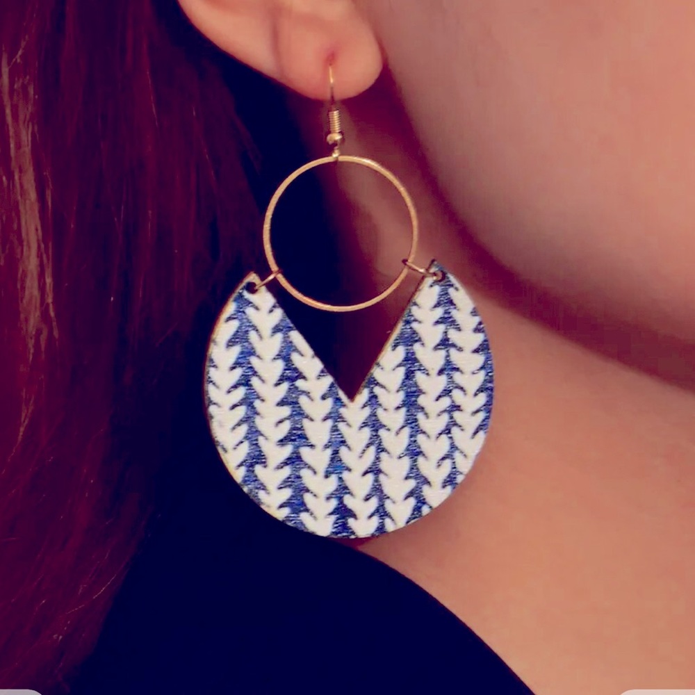 Printed Plate Drop Earrings